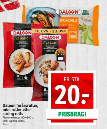 SPAR Daloon forårsruller, mini ruller eller spring rolls tilbud
