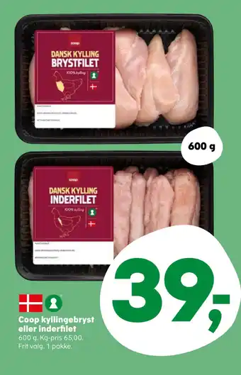 Kvickly Coop kyllingebryst eller inderfilet tilbud
