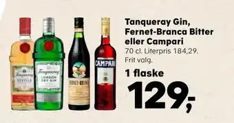 Kvickly Tanqueray gin, fernet-branca bitter eller campari tilbud