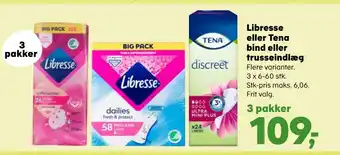 Kvickly Libresse eller tena bind eller trusseindlæg tilbud