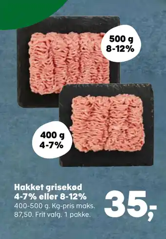 Kvickly Hakket grisekød 4-7% eller 8-12% tilbud