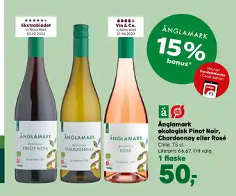 Kvickly Änglamark økologisk pinot noir, chardonnay eller rosé tilbud