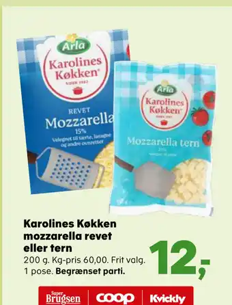 SuperBrugsen Karolines køkken mozzarella revet eller tern tilbud