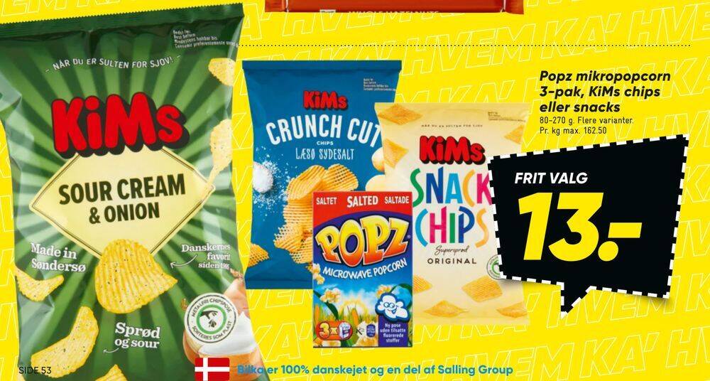 Popz mikropopcorn 3pak, kims chips eller snacks tilbud hos Bilka