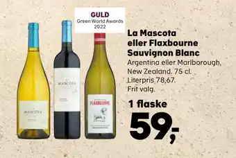 SuperBrugsen La mascota eller flaxbourne sauvignon blanc tilbud