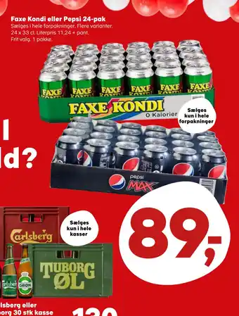 SuperBrugsen Faxe kondi eller pepsi 24-pak tilbud