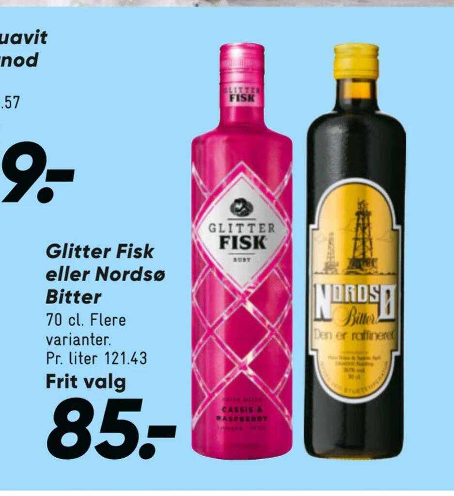 Glitter fisk eller nordsø bitter tilbud hos Bilka