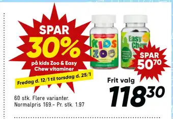 Bilka Spar 30% på kids zoo & easy chew vitaminer tilbud