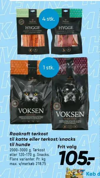 Bilka Raakraft tørkost til katte eller tørkost/snacks til hunde tilbud