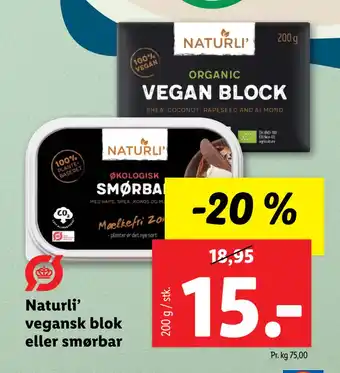 Lidl Naturli’ vegansk blok eller smørbar tilbud