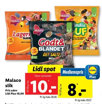 Lidl Malaco slik tilbud