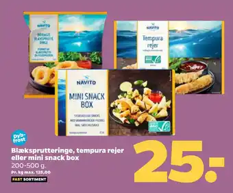 Netto Blæksprutteringe, tempura rejer eller mini snack box tilbud