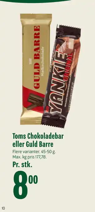 Min Købmand Toms chokoladebar eller guld barre tilbud