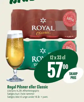 Min Købmand Royal pilsner eller classic tilbud
