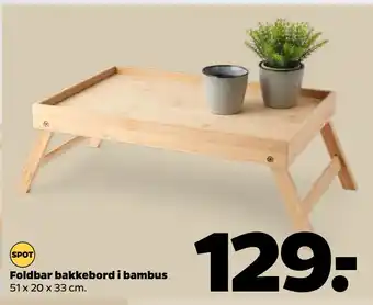 Foldbar bakkebord i bambus