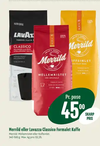 Min Købmand Merrild eller lavazza classico formalet kaffe tilbud