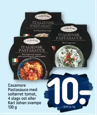 REMA 1000 Casamore pastasauce med soltørret tomat, 4 slags ost eller karl johan svampe 130 g tilbud
