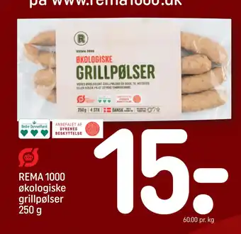 REMA 1000 Rema 1000 økologiske grillpølser 250 g tilbud