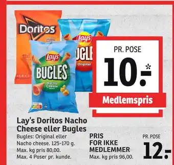 SPAR Lay’s doritos nacho cheese eller bugles tilbud