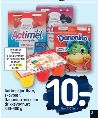 REMA 1000 Actimel jordbær, skovbær, danonino mix eller drikkeyoghurt 300-400 g tilbud