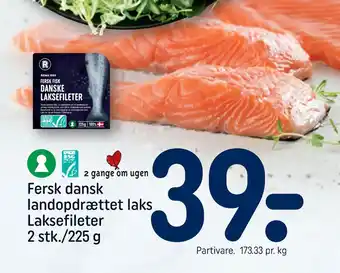 REMA 1000 Fersk dansk landopdrættet laks laksefileter 2 stk./225 g tilbud