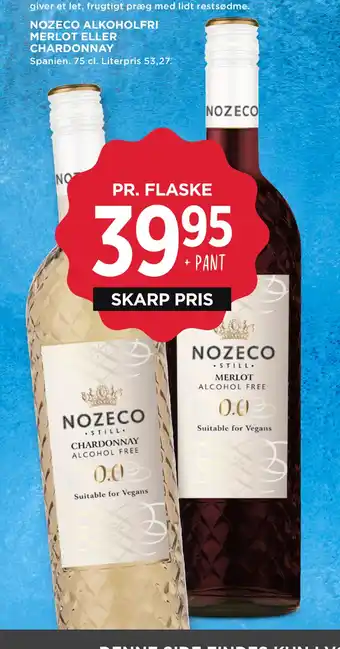 MENY Nozeco alkoholfri merlot eller chardonnay tilbud