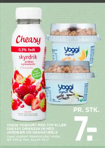 MENY Yoggi yoghurt med top eller cheasy drikkeskyr med jordbær og granatæble tilbud