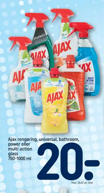 REMA 1000 Ajax rengøring, universal, bathroom, power eller multi action glass 750-1000 ml tilbud