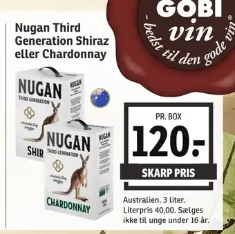 SPAR Nugan third generation shiraz eller chardonnay tilbud