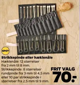 Netto Strikkepinde eller hæklenåle tilbud