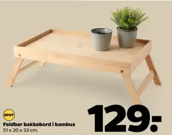 Netto Foldbar bakkebord i bambus tilbud