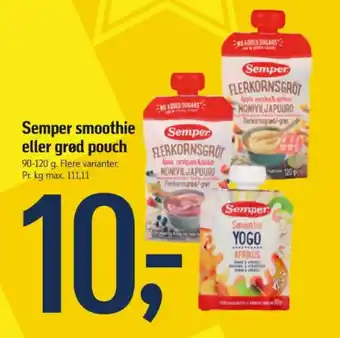 Føtex Semper smoothie eller grød pouch tilbud