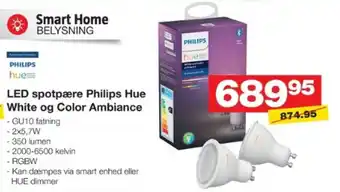 Bauhaus LED spotpære Philips Hue White og Color Ambiance tilbud