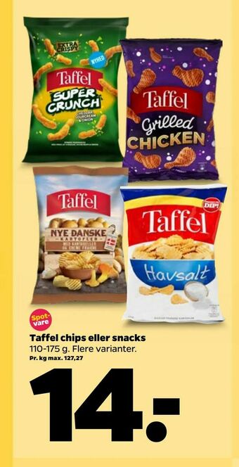 Netto Taffel chips eller snacks tilbud