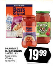 Løvbjerg DOLMIO SAUCE EL. BEN'S ORIGINAL SAUCE EL. RIS tilbud