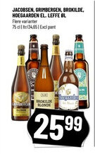 Løvbjerg JACOBSEN, GRIMBERGEN, BROKILDE, HOEGAARDEN EL. LEFFE ØL tilbud