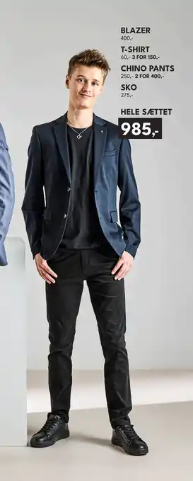 Dansk Outlet Blazer + t-shirt + chino pants + sko tilbud
