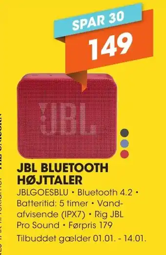 Expert JBL BLUETOOTH HØJTTALER tilbud