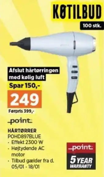 Power HÅRTØRRER POHD897BLUE tilbud