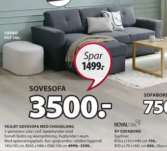 JYSK Vejlby sovesofa med chaiselong tilbud