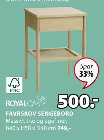 JYSK Favrskov sengebord tilbud