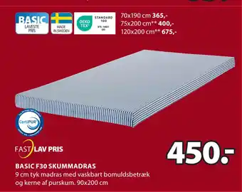 JYSK Basic f30 skummadras tilbud