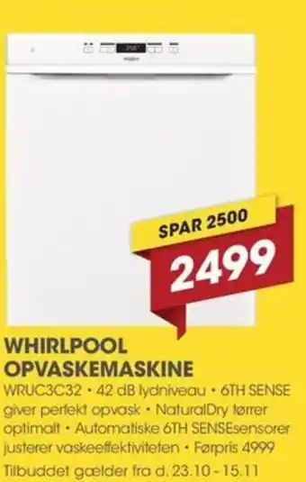 Punkt1 WHIRLPOOL OPVASKEMASKINE tilbud