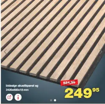 Bauhaus bldesign akustikpanel eg 2420x600x18 mm tilbud