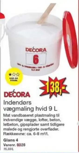 Harald Nyborg Indendørs vægmaling hvid 9 L tilbud