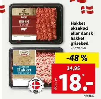 Let-Køb Hakket oksekød eller dansk hakket grisekød tilbud