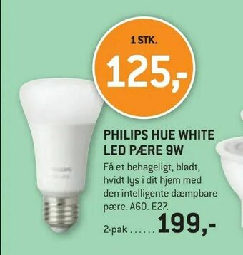 XL-BYG Philips hue white led pære 9w tilbud