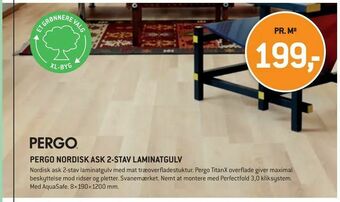 XL-BYG Pergo nordisk ask 2-stav laminatgulv tilbud
