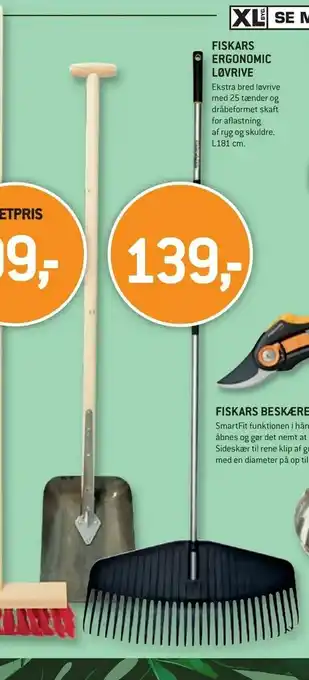 XL-BYG Fiskars ergonomic løvrive tilbud