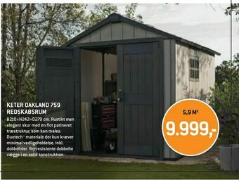 XL-BYG Keter oakland 759 redskabsrum tilbud
